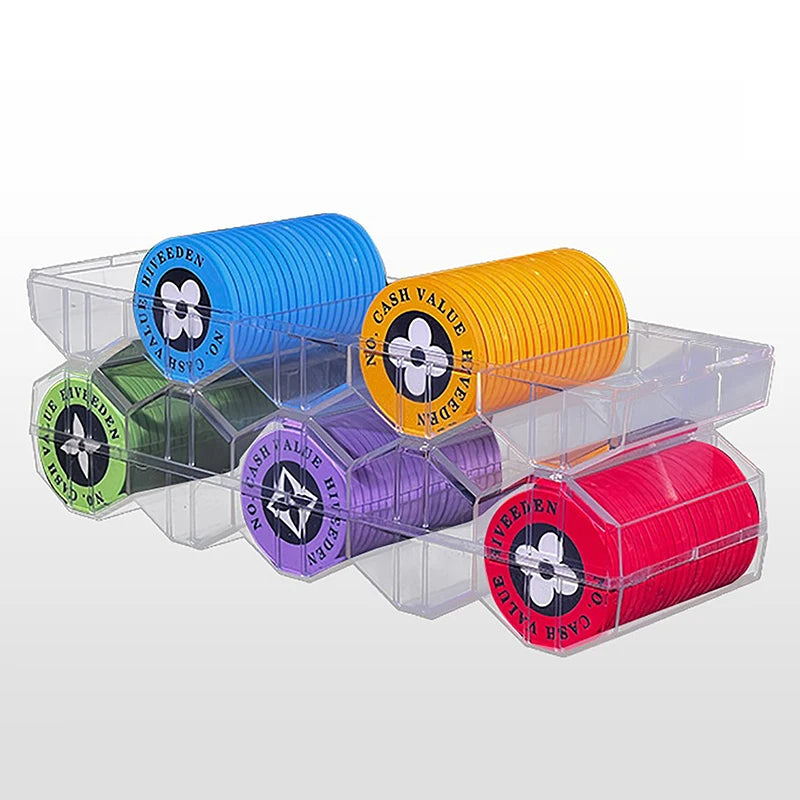 Portable 100 Chips Poker Chip Tray Box W/ Lid For Casino Game 24 X 8 X 5cm Chips Poker Chips Box Acrylic Fine Transparent Box