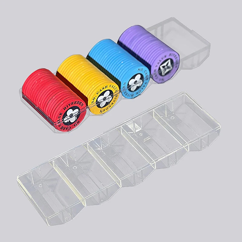 Portable 100 Chips Poker Chip Tray Box W/ Lid For Casino Game 24 X 8 X 5cm Chips Poker Chips Box Acrylic Fine Transparent Box